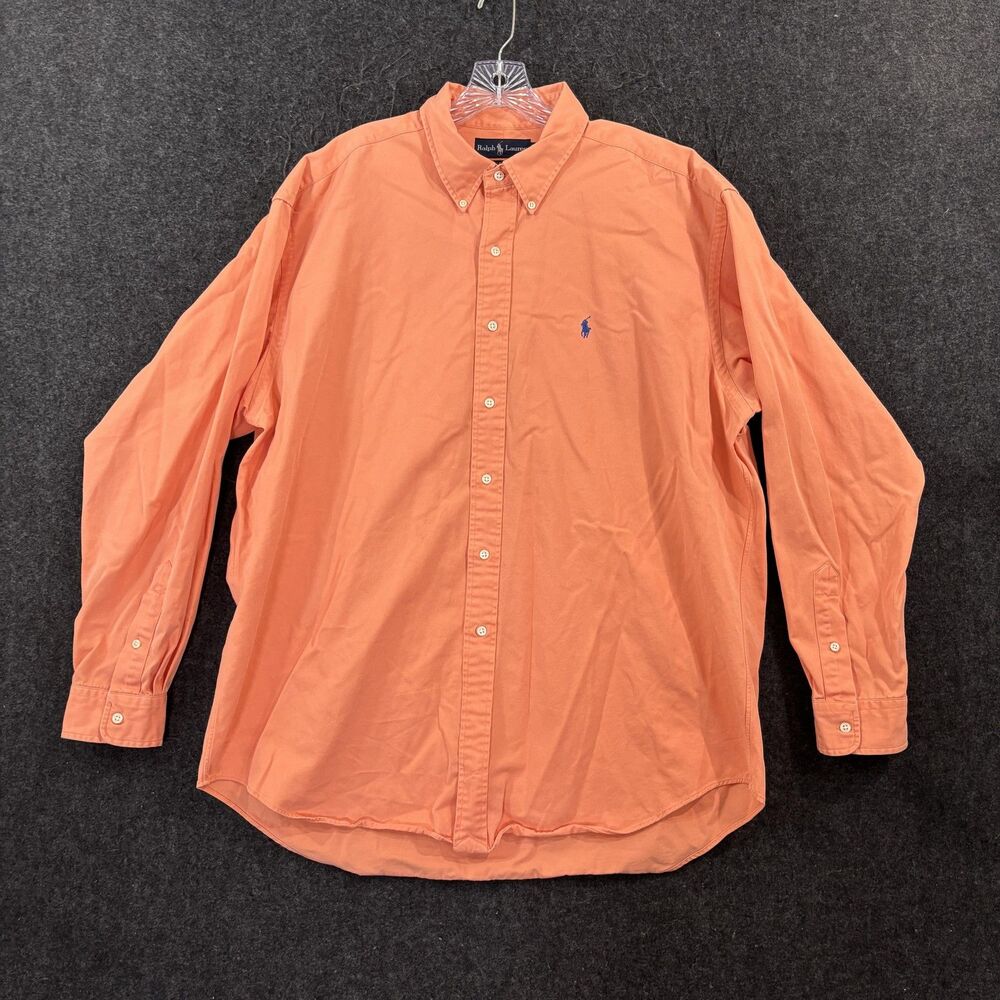 Ralph Lauren Blake Shirt Men's XL Orange Cotton Pony Logo Button Down Preppy